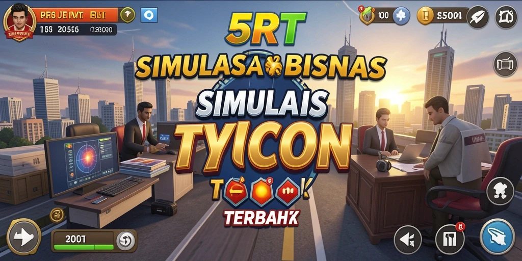 Screenshot gameplay 5RT menunjukkan keseruan manajemen bisnis Tycoon.