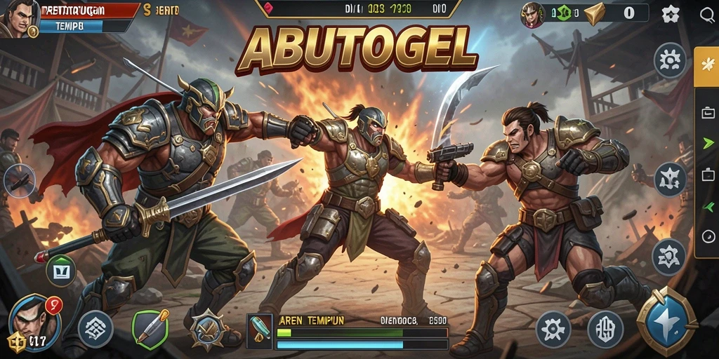 Screenshot gameplay ABUTOGEL menampilkan aksi pertarungan seru.