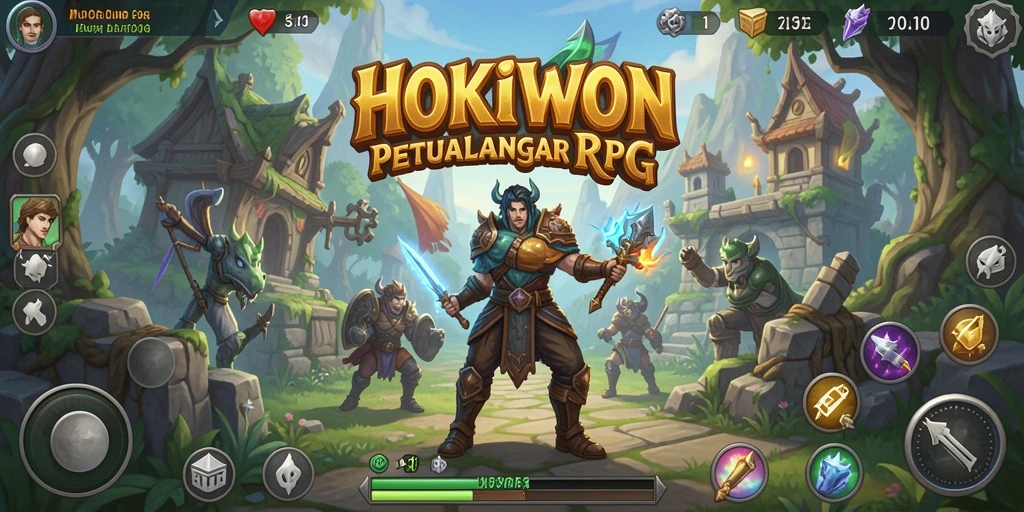 Tampilan gameplay menarik dari HOKIWON yang penuh petualangan RPG.