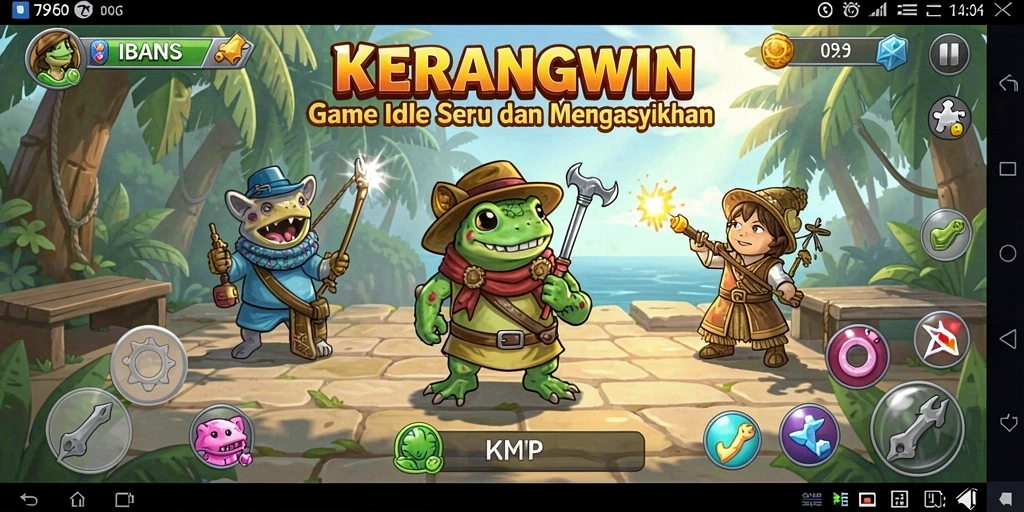Screenshot gameplay KERANGWIN dengan elemen Idle yang menarik.