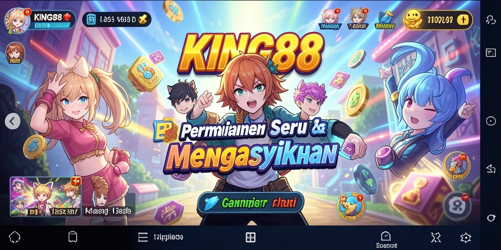 Tampilan screenshot KING88 menampilkan aksi seru dan karakter anime keren.