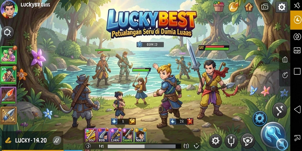 Tangkapan layar utama LUCKYBEST menampilkan aksi seru dalam petualangan.