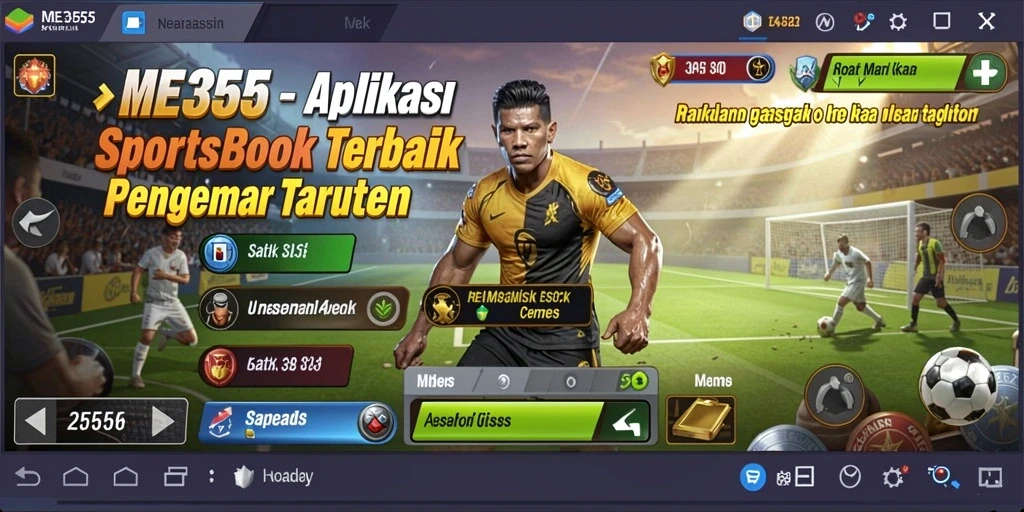 Tampilan gameplay ME355 yang menampilkan fitur sportsbook yang menarik.