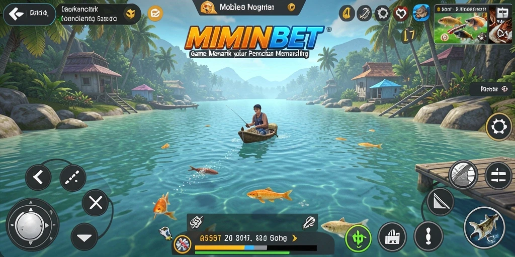 Gameplay MIMINBET yang menarik dengan grafik memukau saat memancing.