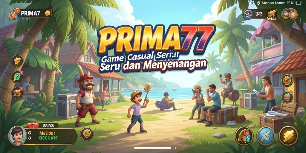 Tampilan gameplay PRIMA77 yang penuh warna dan ceria.