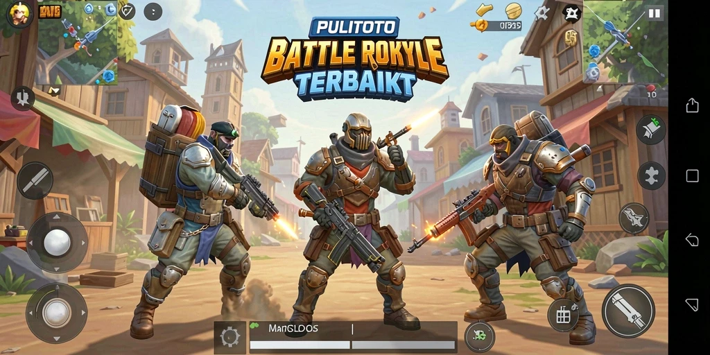 Screenshot utama PULITOTO menunjukkan aksi pertempuran seru dalam game Battle Royale.
