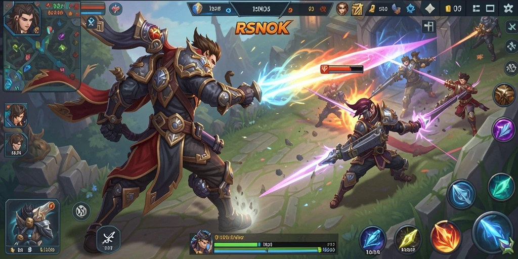 Gameplay seru RSNOK dengan karakter unik dan pertempuran strategis.