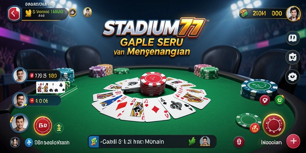 Tampilan gameplay seru di STADIUM77 menunjukkan pemain bersaing di papan Gaple.