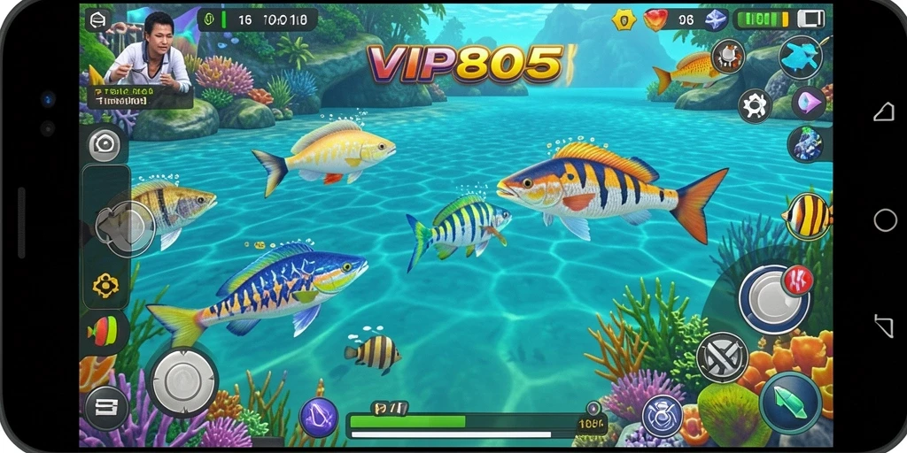 Tampilan gameplay VIP805 menembak ikan yang seru dan dinamis.